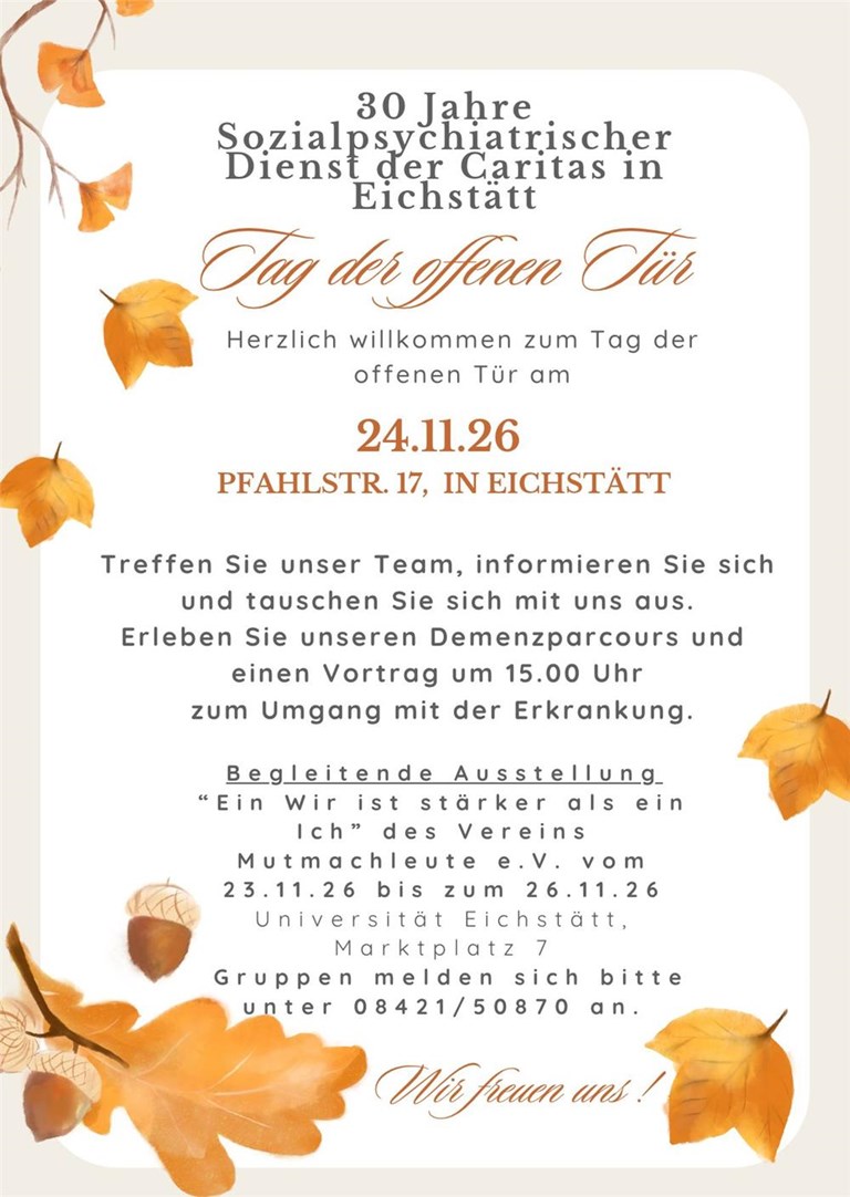 Plakat 30 Jahre Sozialpsychiatrischer Dienst der Caritas in Eichstätt