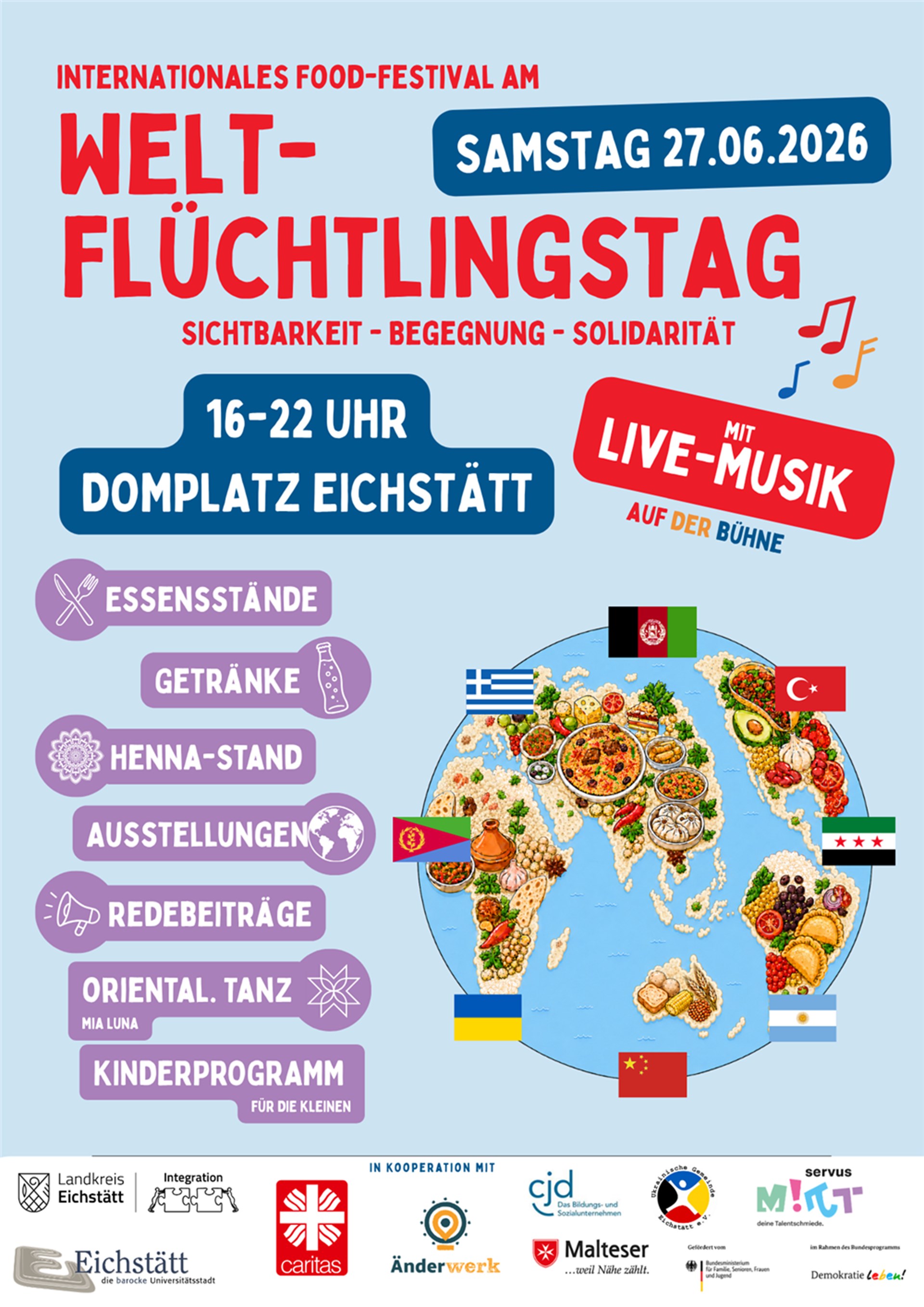 Plakat zum Weltflüchtlingstag in Eichstätt 2026